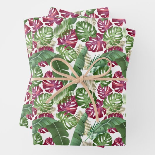 Monstera en Palm Leaves Tropical Inpakpapier Vel (In situ)