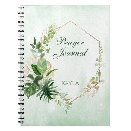 Monstera Feuille Gold Frame Nom Prayer Journal (Devant)
