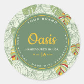 Monstera Feuille  Jungle Circle Étiquette bougie (Devant)