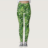 Monstera Feuille Leggings Green (Devant)