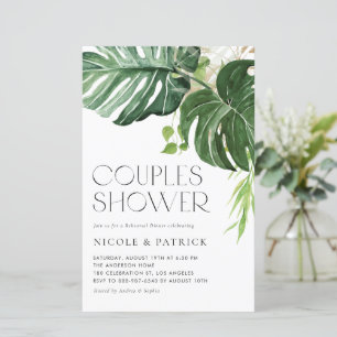 Monstera Feuilles Été Couples Douche Invitation
