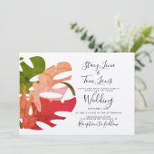 Monstera Foliage main dessinée Terrain Invitation (Debout devant)