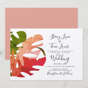 Monstera Foliage main dessinée Terrain Invitation
