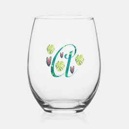 Monstera gearrangeerd alfabet wijnglas zonder voet