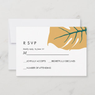 Monstera Geel Huwelijksreactie RSVP Kaartje
