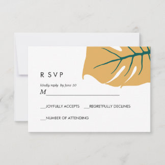 Monstera | Geel | Huwelijksreactie RSVP Kaartje