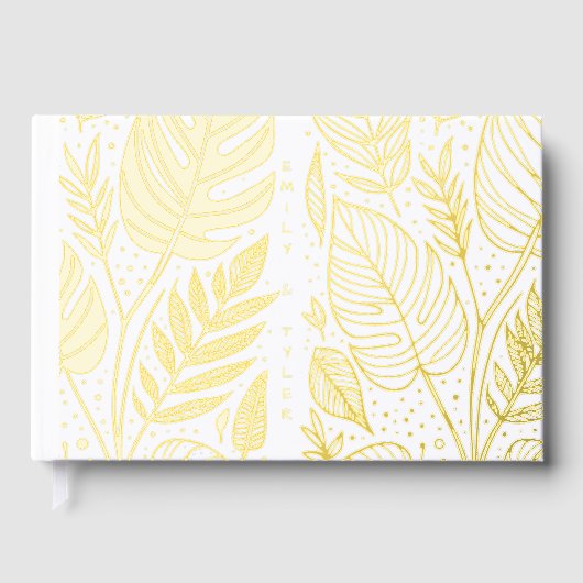 Monstera Gold Foliage Wedding Gastenboek (Voorkant)