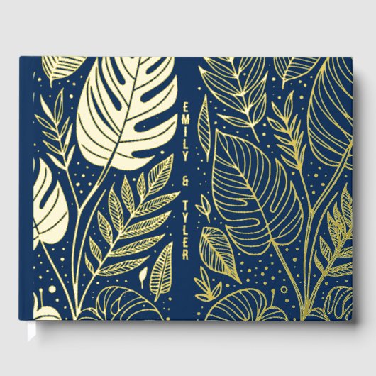 Monstera Gold Foliage Wedding Gastenboek (Voorkant)