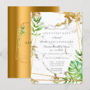 Monstera Goud Poligonale Frame Groene Marble Kaart