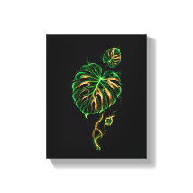 Monstera Groen en Goud – Plant in Rook, Muurdecora