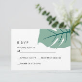 Monstera | Groen |  Huwelijksreactie RSVP (Staand voorkant)