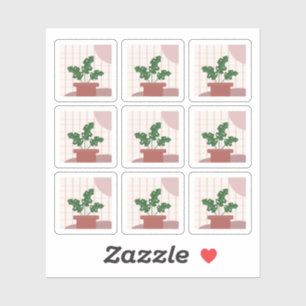 Monstera House Plant Lijsten Bohemen Sticker