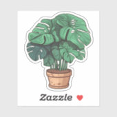 Monstera house plant, potten plant sticker (Vel)