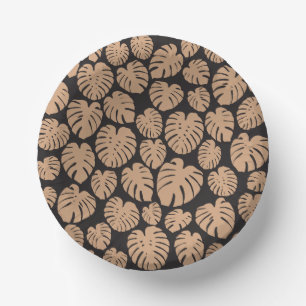 Monstera in Tan en Zwart Papieren Kommen