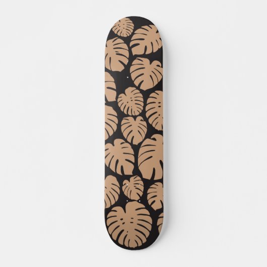 Monstera in Tan en Zwart Skateboard (Voorkant)