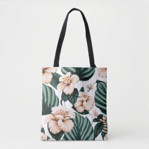 Monstera laat hibiscus achter draagtas