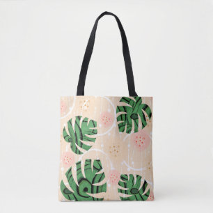 Monstera laat roze bladeren. draagtas