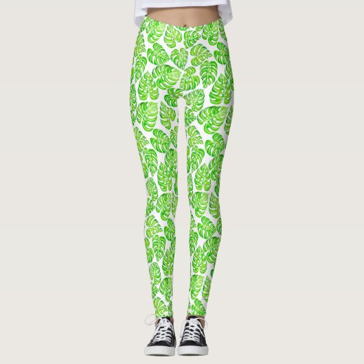 Monstera laat waterverf leggings (Voorkant)