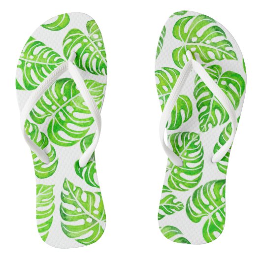 Monstera laat waterverf teenslippers (Voetbed)