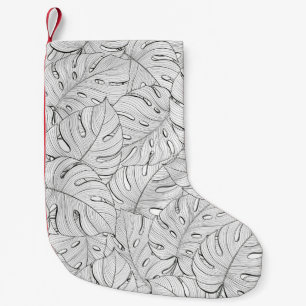 Monstera laat zwart wit patroon kleine kerstsok