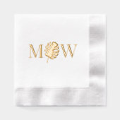 Monstera Leaf 2 Initiaal Bruiloft Paar Monogram Folie Servetten (Voorkant)