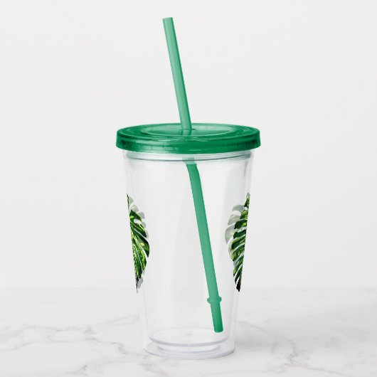 Monstera Leaf Acryltumbler Greenery Acryl Drinkbeker (Links)