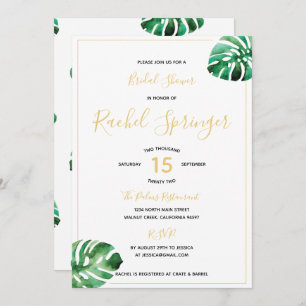 Monstera Leaf Bridal Shower Kaart