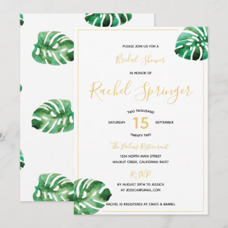 Monstera Leaf Bridal Shower Kaart