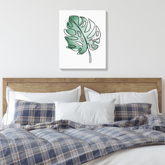 Monstera leaf canvas afdruk (Insitu (Slaapkamer))