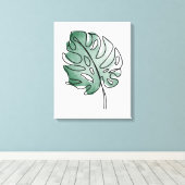 Monstera leaf canvas afdruk (Insitu (Houten vloer))