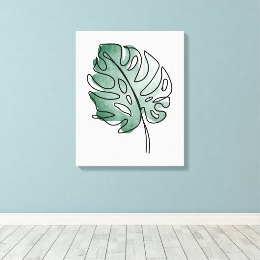 Monstera leaf canvas afdruk (Insitu (Houten vloer))