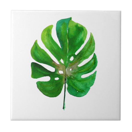 Monstera Leaf Ceramic Tile Tegeltje (Voorkant)