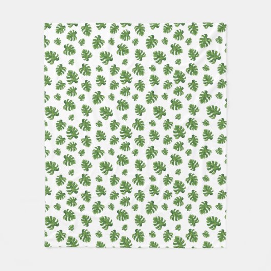 Monstera Leaf Fleece Blanket Deken (Voorkant)