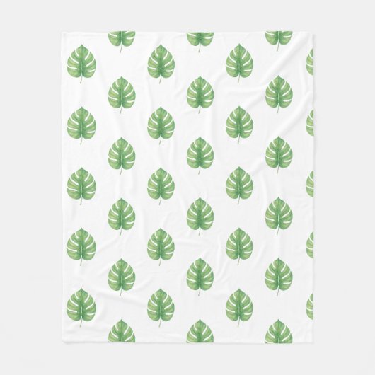 Monstera Leaf Green Design. Fleece Deken (Voorkant)