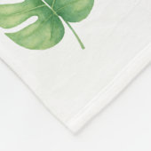 Monstera Leaf Green Design. Fleece Deken (Hoek)
