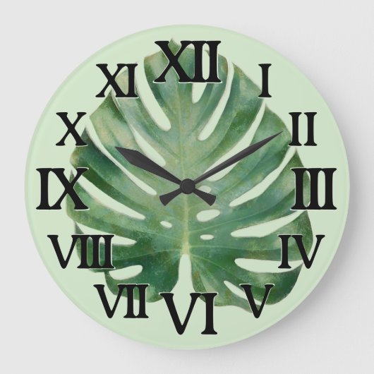 Monstera Leaf Grote Klok (Voorkant)