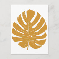 Monstera Leaf Natuur Tekening in mosterdgeel