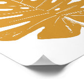 Monstera Leaf Natuur Tekening in mosterdgeel Poster (Hoek)