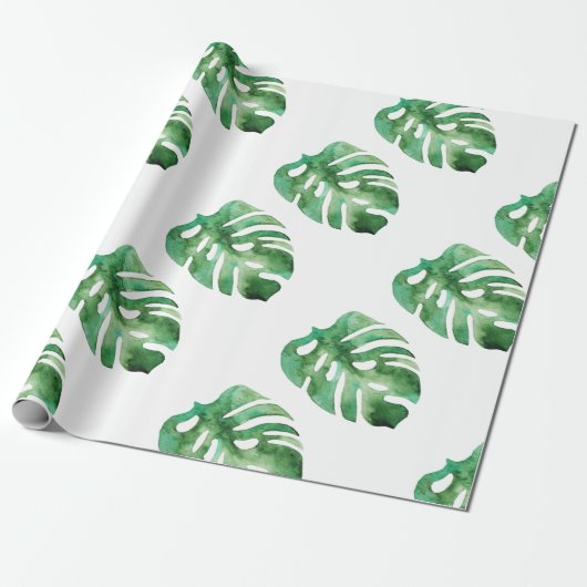 Monstera Leaf Pattern Cadeaupapier (Uitgerold)