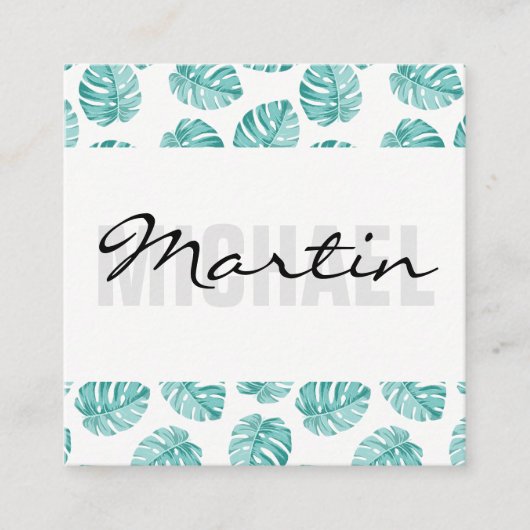 Monstera Leaf Pattern Vierkante Visitekaartje (Voorkant)