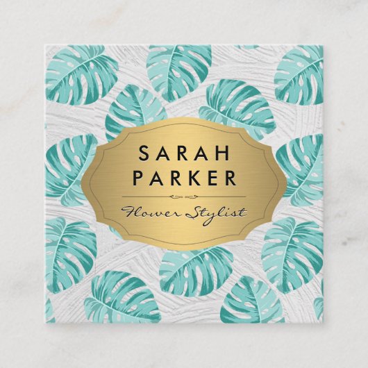 Monstera Leaf Pattern Vierkante Visitekaartje