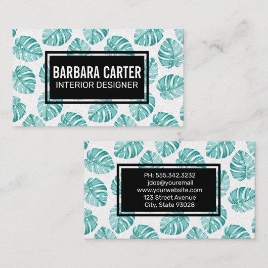 Monstera Leaf Pattern Visitekaartje (Voorkant / Achterkant)