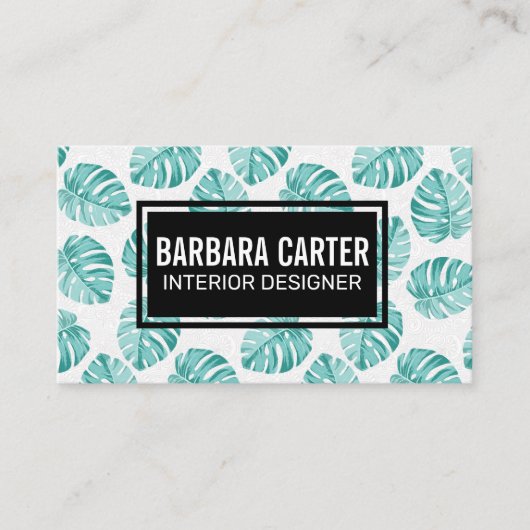 Monstera Leaf Pattern Visitekaartje (Voorkant)