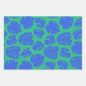 Monstera Leaf Plant Botanical in Blue en Green Inpakpapier Vel (Voorkant)