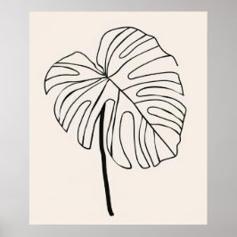 Monstera leaf plant minimalistische lijnkunst poster