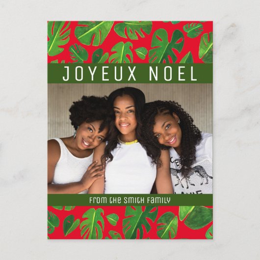 Monstera Leaf Tropical Green Pattern CUSTOM FOTO Briefkaart (Voorkant)