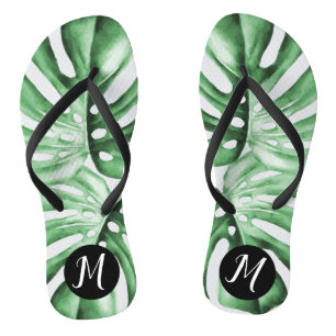 Monstera Leaf Tropical Monogram Teenslippers