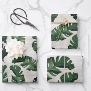 Monstera Leaf Tropical Palm Wrapping Paper Sheets