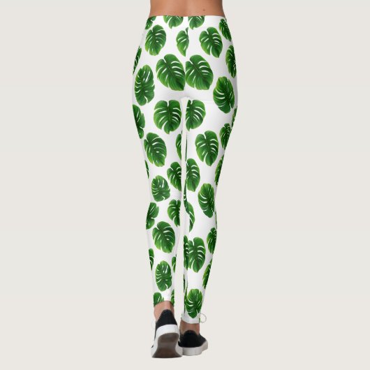 Monstera Leaf Tropical Pattern Leggings (Achterkant)