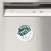 Monstera Leaf Tropical Wedding Save the Date Magneet (Insitu (Vaatwasser))